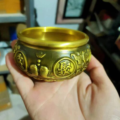 聚宝盆摆件财位客厅办公室书房收银台招财小号办公桌中式玄关装饰