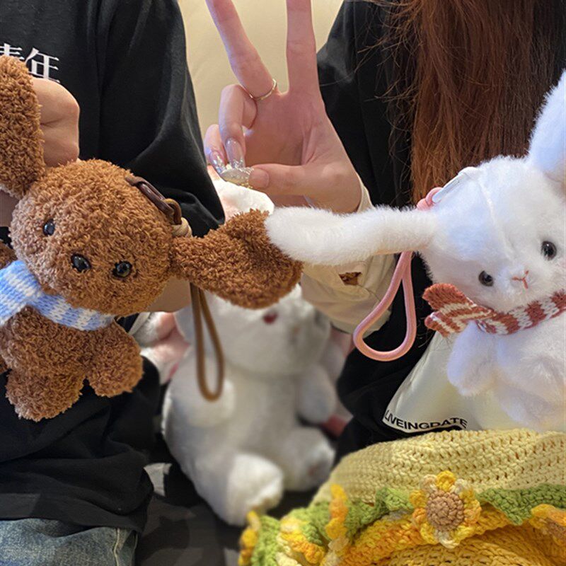 乐杰传感器关节拍泰迪狗娃娃耳朵触摸钢琴声音互动毛绒垂耳兔吊坠