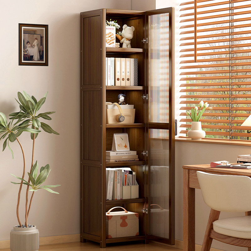 书柜带柜门一体整墙防尘高窄柜实木书架客厅墙边立式置物柜收纳柜,住宅家具,单个书柜,淘宝优惠券,粉丝福利购,淘宝优惠卷