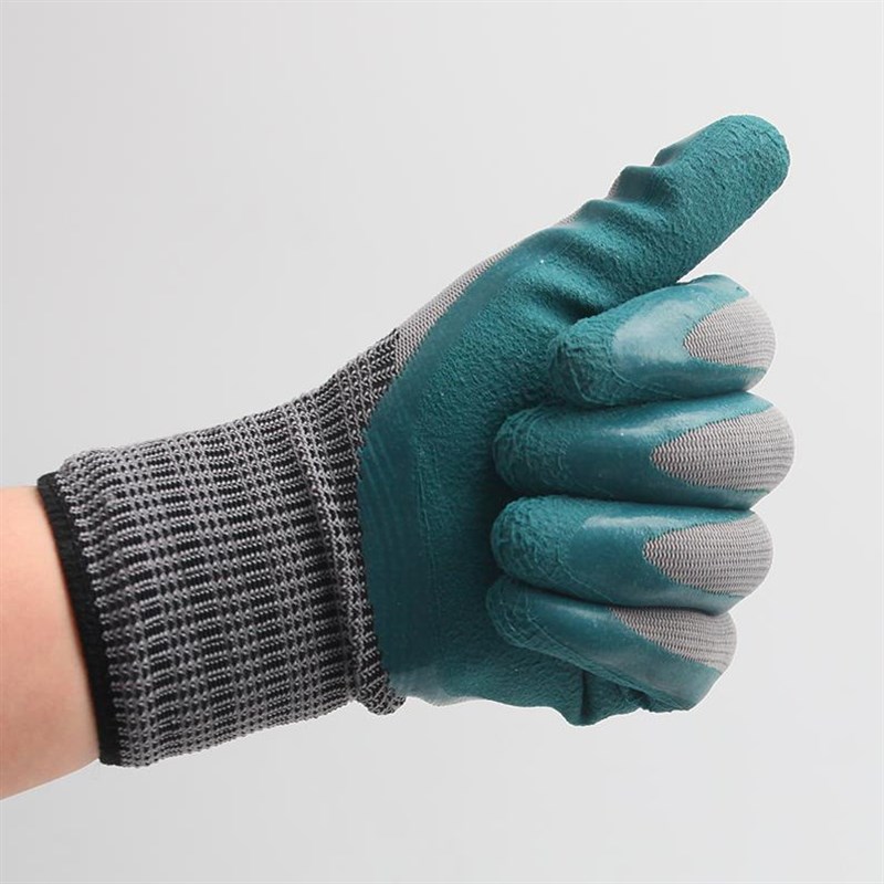 24款晨恒手套耐磨轮胎橡胶王灰纱墨绿平挂橡胶手套防滑劳保柔软工