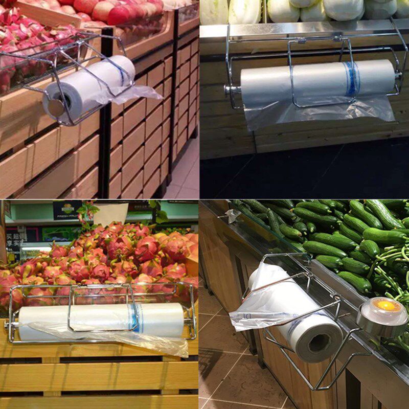 超市不锈钢 散称区连卷袋支架购物袋支架 挂式连卷袋支架塑料袋架