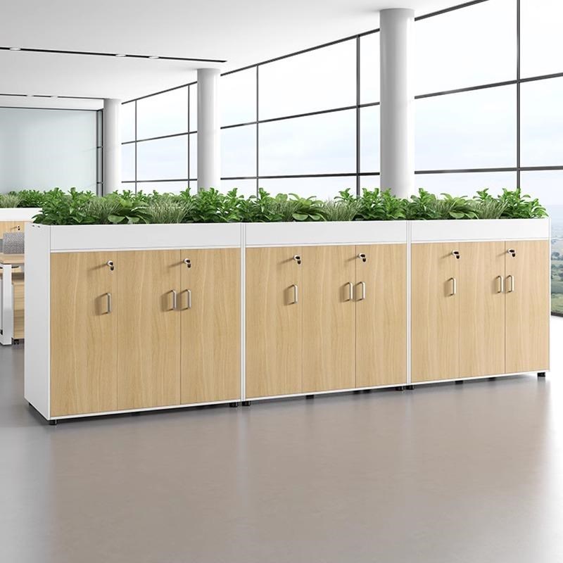 办公室文件柜收纳柜档案资料柜隔断花槽柜木质柜子带锁矮柜储物柜