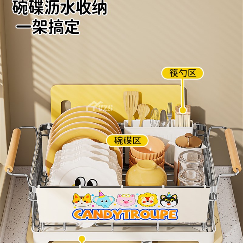 厨房沥水碗盘架304不锈钢碗碟收纳碗架沥水篮碗筷餐具置物收纳架