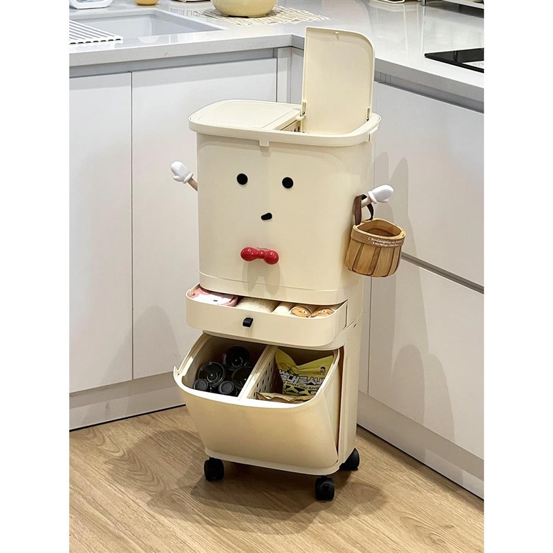 干湿分离垃圾桶大容量厨房厨余剩菜按压式带盖带滑轮免弯腰垃圾筒