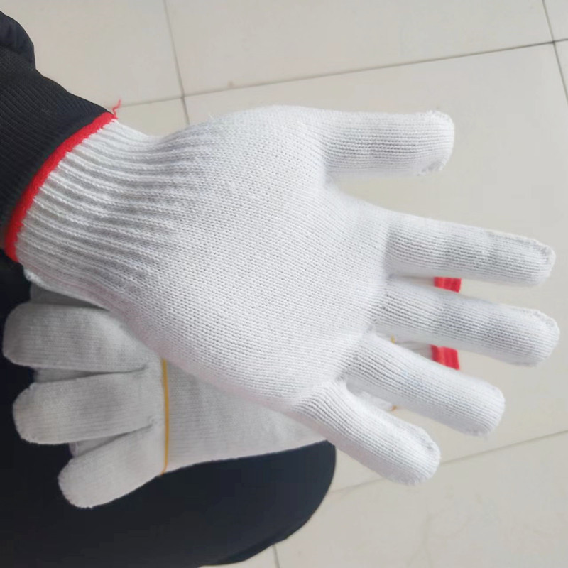 2024年新款加密加厚纯棉纱线手套劳保工作耐磨耐用白色纱手套工厂