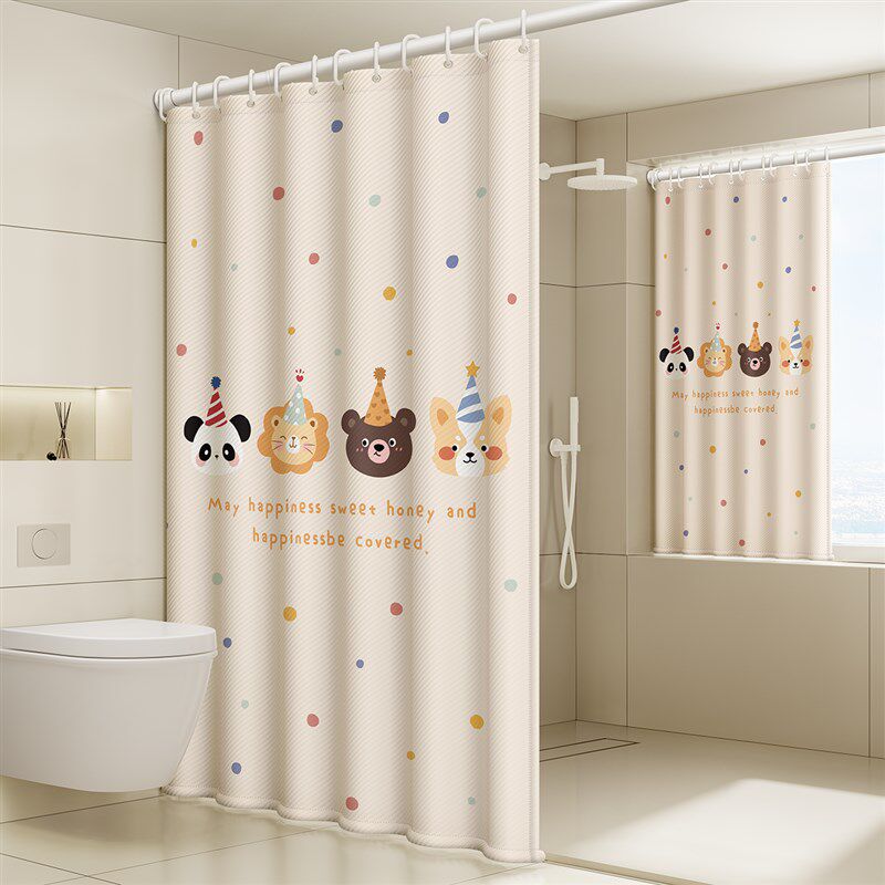 浴室浴帘卫生间防水布防霉免打孔厕所高档遮挡窗帘淋浴隔断门帘子