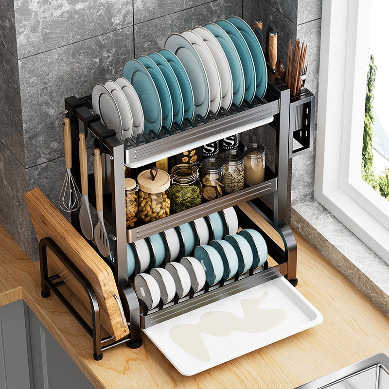 厨房置物架碗架碗碟碗盘收纳架沥水架家用不锈钢放碗筷收纳盒碗柜