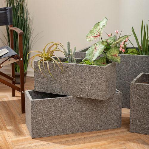 长方形花箱镁泥花盆马槽户外阳台庭院隔断花卉绿植种植箱仿石盆景