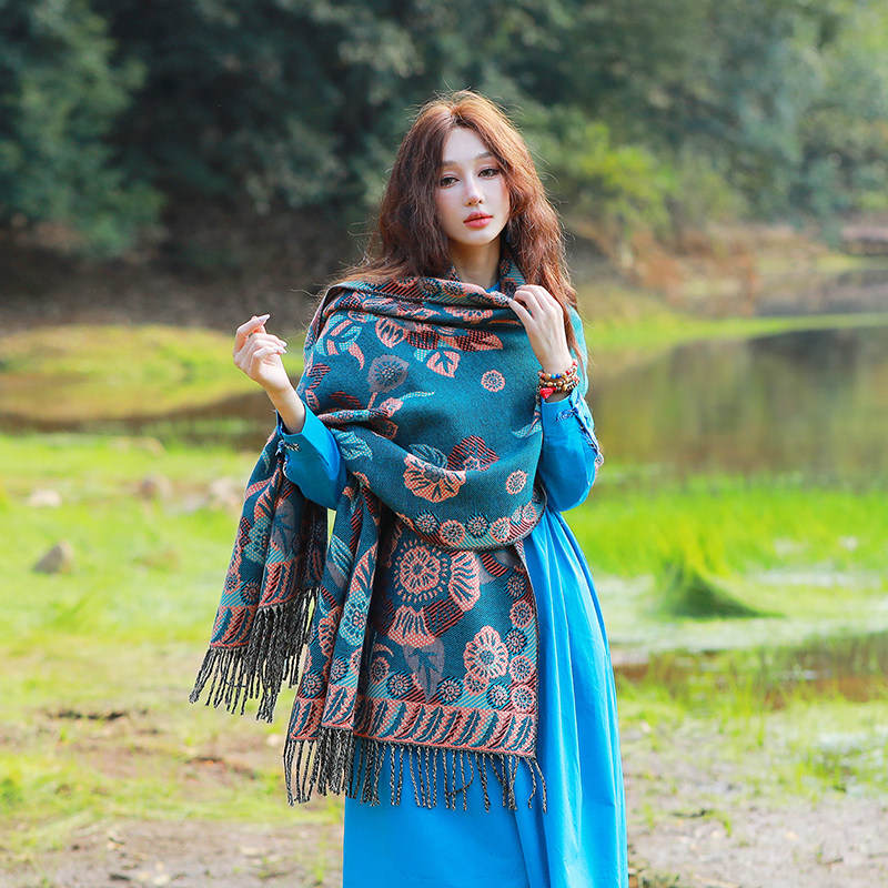 民族风披肩女新疆西藏旅游拍照穿外搭川西斗篷两用围巾女冬季厚款,服饰配件/皮带/帽子/围巾,围巾/丝巾/披肩,淘宝优惠券,粉丝福利购,淘宝优惠卷