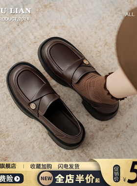 学院风玛丽珍小皮鞋女2025春秋新款玛丽珍N鞋浅口百搭厚底乐福单