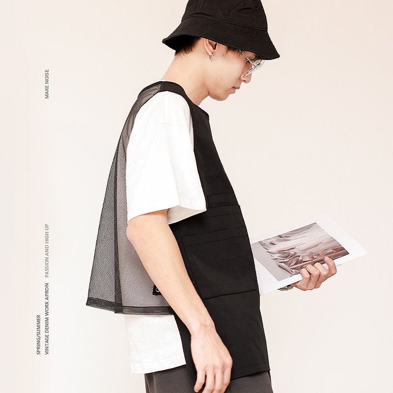 围裙时尚无袖罩衣家用厨房餐饮防泼水男女咖啡店工作服定制印logo