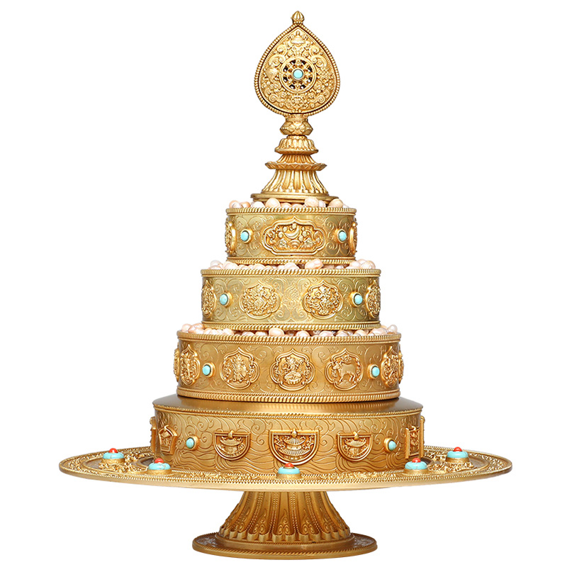 供曼扎盘慧宝纯铜密宗37堆修盘曼达盘托盘家用民族摆件曼茶罗15cm