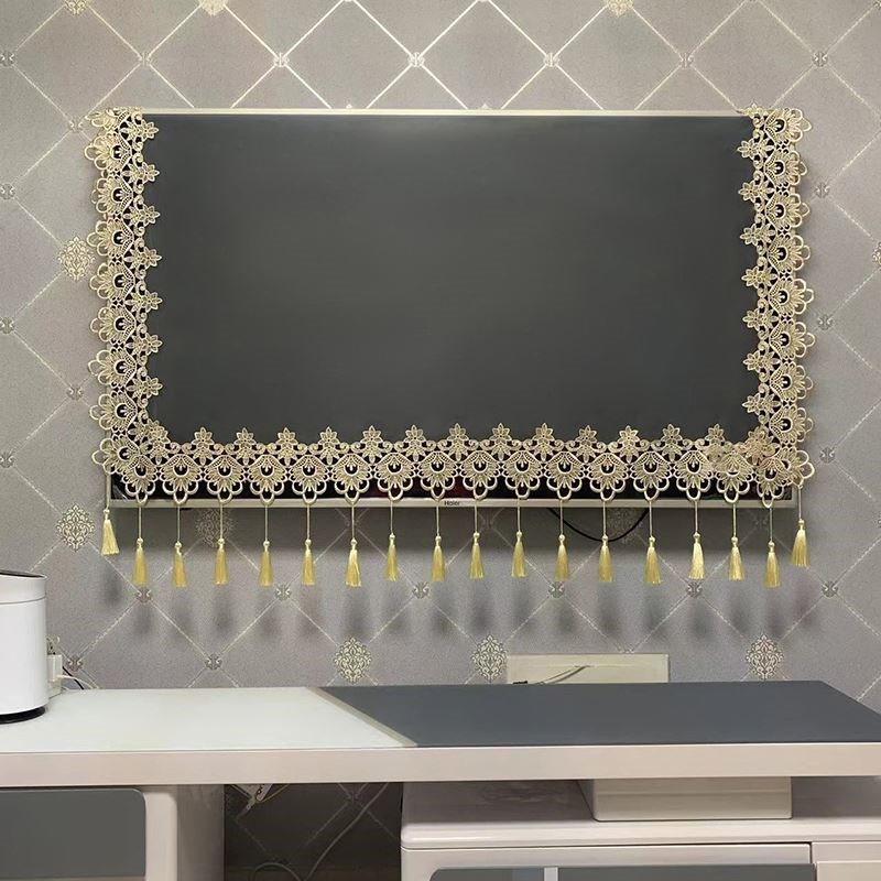 新款简约百搭蕾丝电视机罩开机不取液晶电视机防尘盖巾可定制尺寸