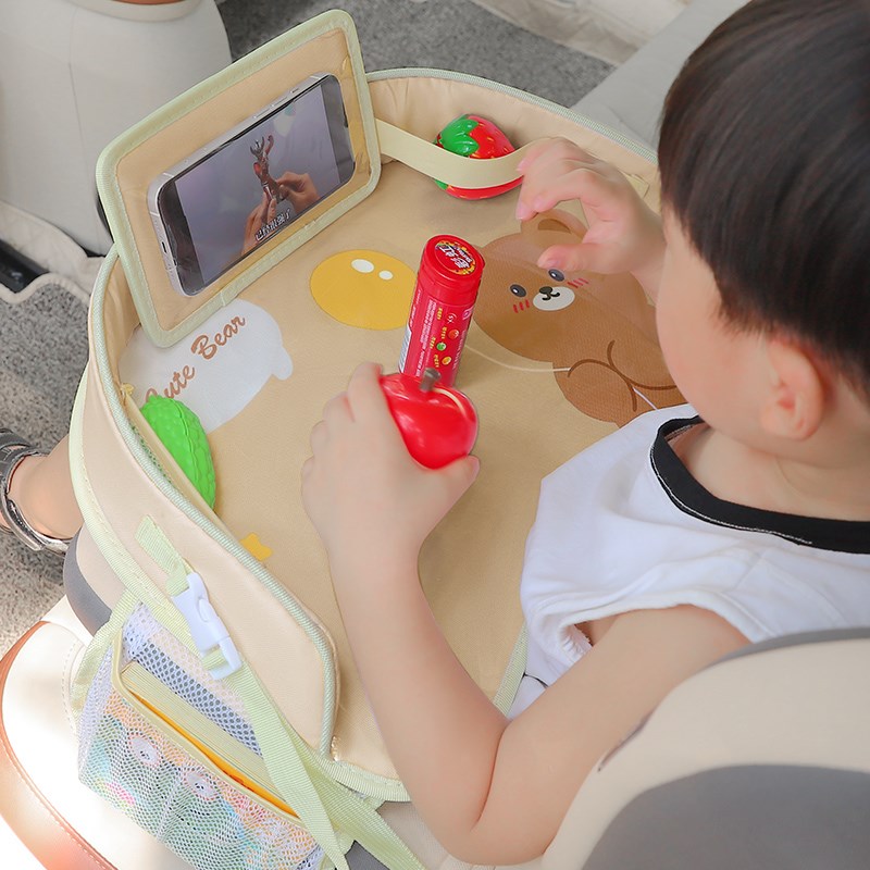 汽车婴儿安全座椅托盘儿童车载收纳小桌板防水餐盘多功能推车托板