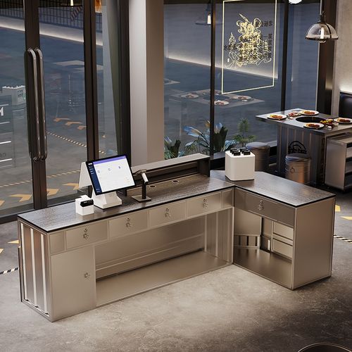 工业风吧台收银台铁艺集装箱商用酒吧健身房小型前台接待台转角