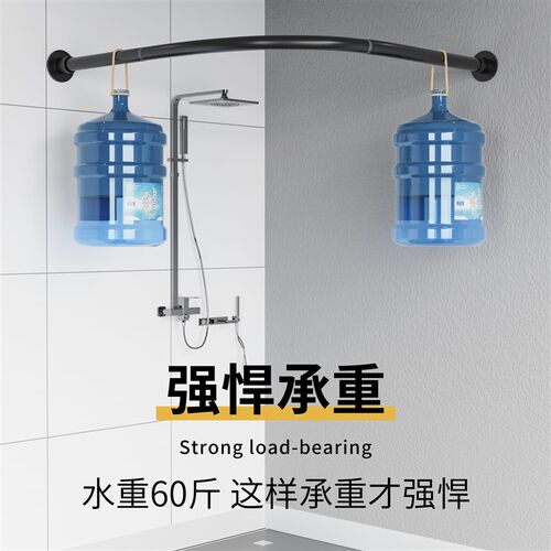 304不锈钢烤漆弧形杆免打孔伸缩杆浴帘杆L型U型化妆室淋浴杆架