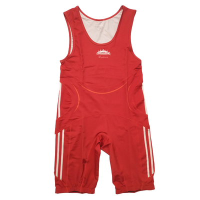 阿D 浅线条纯色深蹲连体摔跤服 健身弹力紧身衣 举重训练服可订做