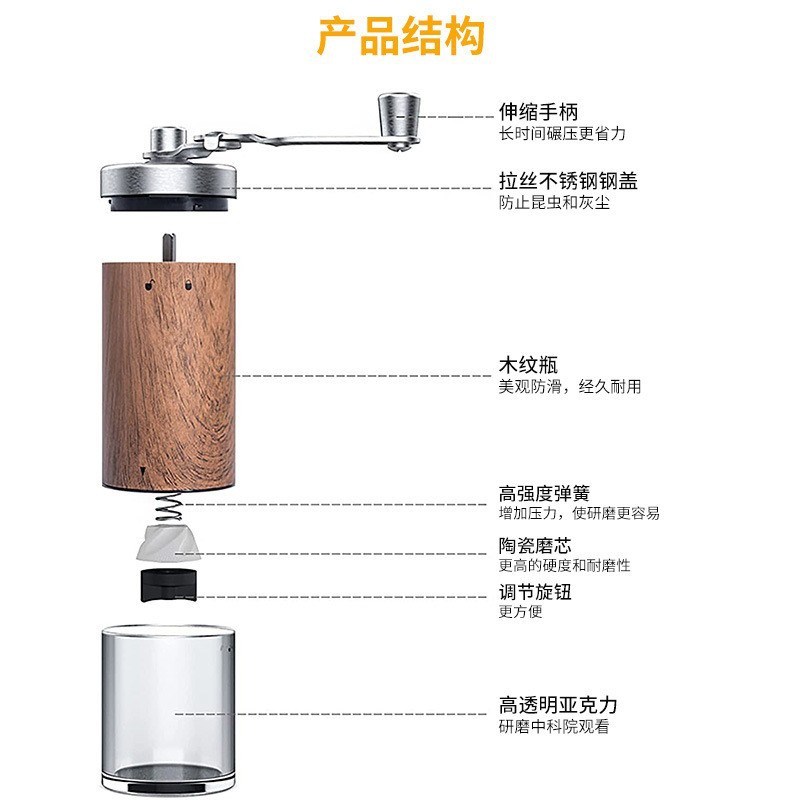 手摇咖啡磨豆机咖啡豆研磨机家用小型手磨咖啡器咖啡手动研磨器具