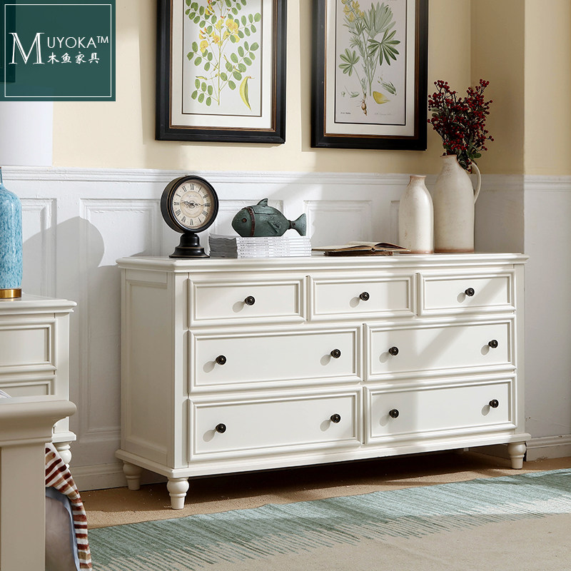 美式乡村c桃花心木卧室储物柜实木七斗柜