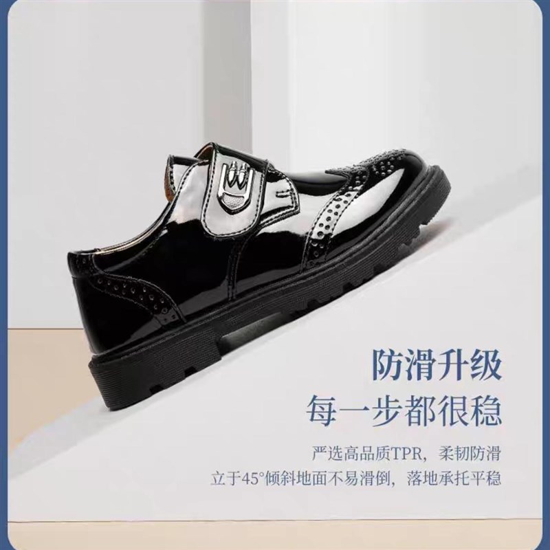 校园小皮鞋老师推荐指定男童皮鞋黑色演出儿童英伦春秋单鞋花童鞋