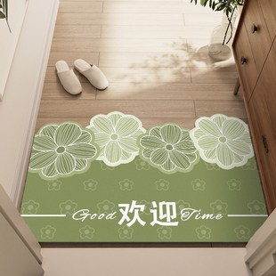 春日小花入户门地垫进门门口脚垫PVC可擦免洗防滑进门皮革地毯