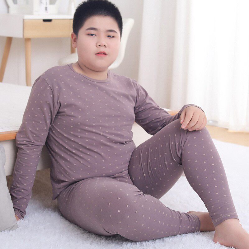 胖童秋衣秋裤套装加肥加大男童大码衬衣衬裤纯棉内衣大童衬衣衬裤