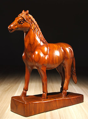 花梨木雕刻马摆件工艺品实木质马到成功家居装饰品办公室摆设摆设