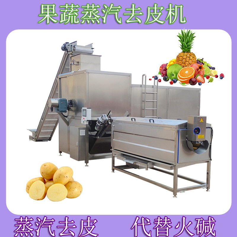 红薯条去皮机番茄酱生产加工流水线葡萄罐头蒸汽脱皮机
