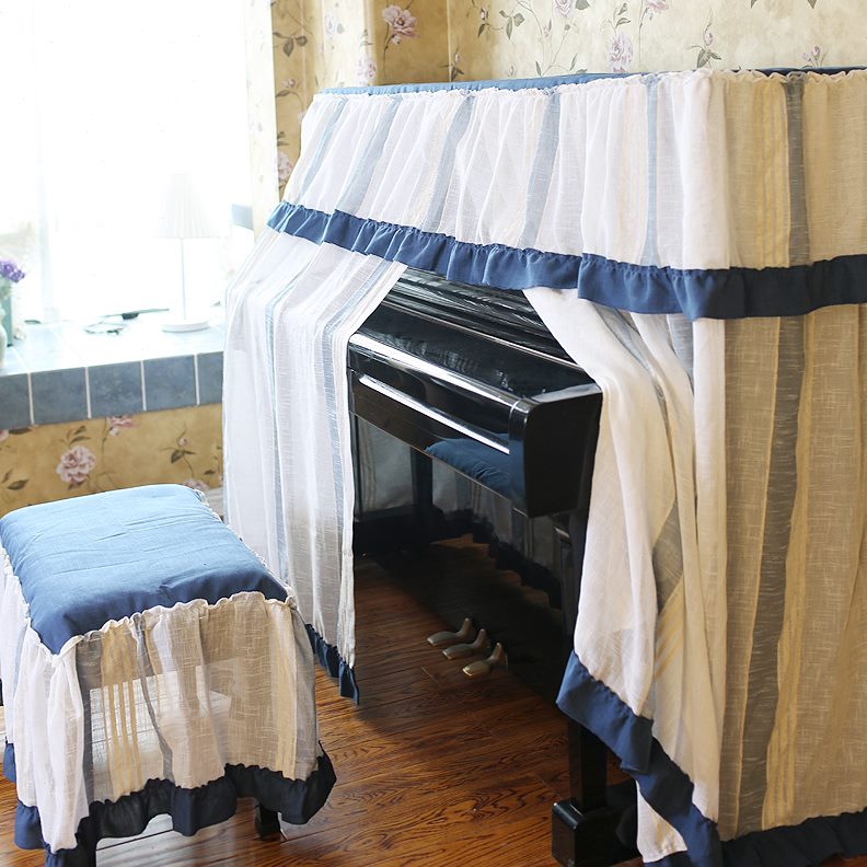 北欧钢琴罩乡村盖巾麻套巾美式钢琴罩 荷田园万能巾地中海钢琴凳