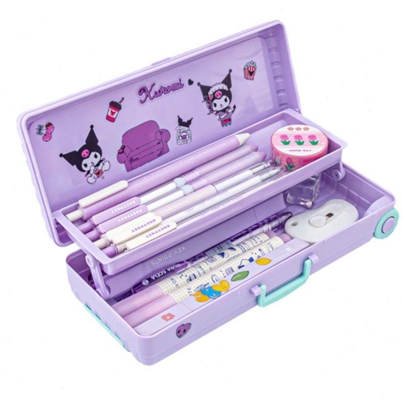 帕恰狗拉杆箱文具盒女小学生双层PC狗铅笔盒幼儿园玩具怕洽收纳盒