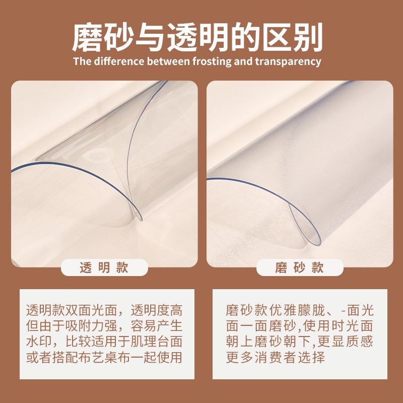 软玻璃PVC圆桌布防水防油防烫免洗台布圆形桌透明餐桌垫桌面家用