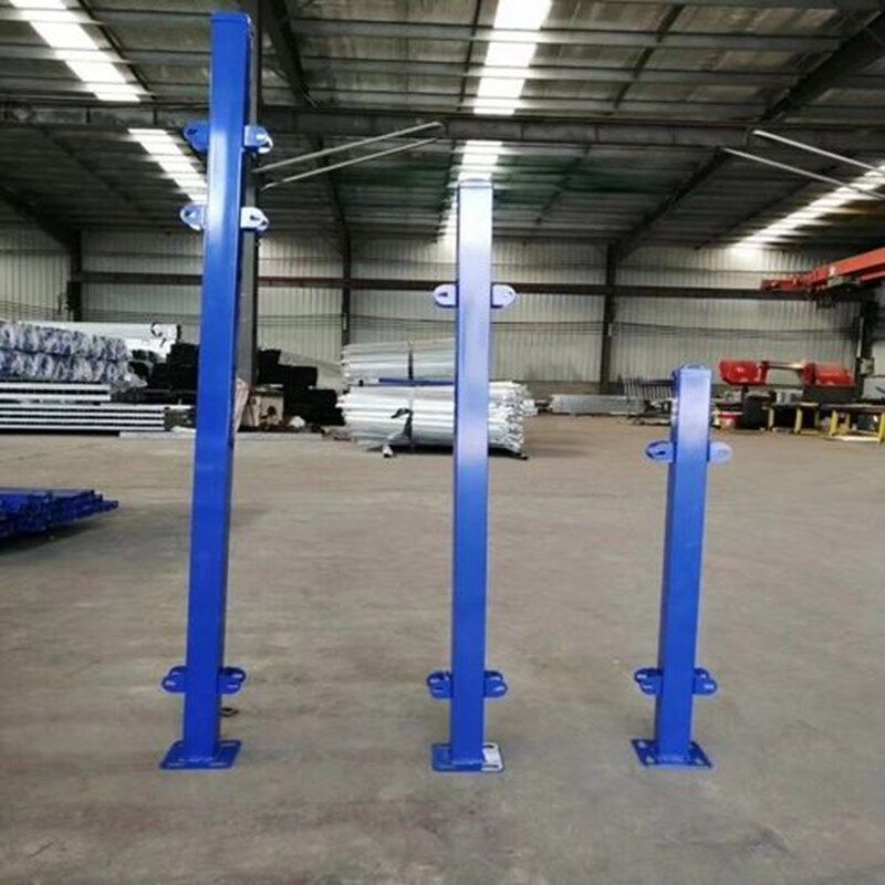 锌钢护栏网立柱杆加厚蓝黑色可定制柱子栏杆防锈立杆直角柱方管杆