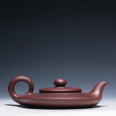 宜兴砂壶福手工紫原矿紫泥F75T6HMT水扁壶百容量140毫升