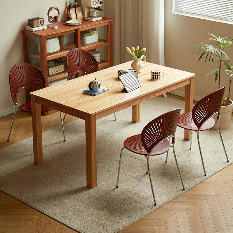 实木餐贝壳无品牌/椅简约用靠背餐桌椅子复古家中古茶桌轻奢感椅