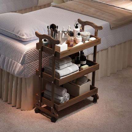 纳院推YL156498车实木手推车厨房置收物架浴室收纳架推可移动带轮