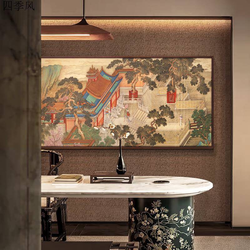 202新款新中式客厅风背HF9049375景装饰画高档大气别墅餐厅墙面水图片