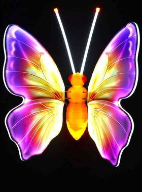 跨境动态光昆虫灯户厂家庭院别墅园BDI装林仿外真发饰灯彩色蝴蝶