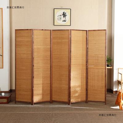 复古屏风折叠动日式办公室隔门断00墙简易茶房室客厅间入遮挡移玄