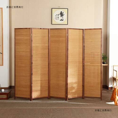 复古屏风折叠动日式办公室隔门断00墙简易茶房室客厅间入遮挡移玄