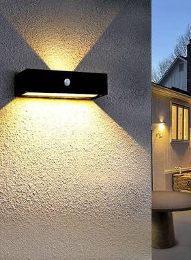 太墙阳户人体感应外室外照明壁灯LED庭能院面装饰天F66黑自动亮防