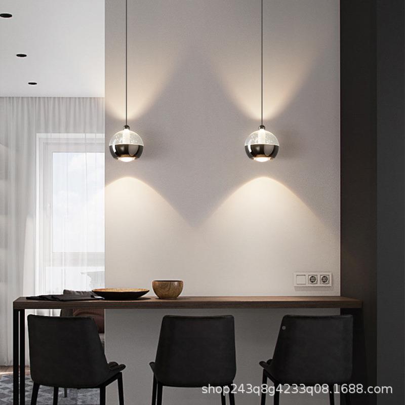 网现代轻奢简约灯卧室床头书房餐厅客厅吊玄关过灯道363吊线灯红