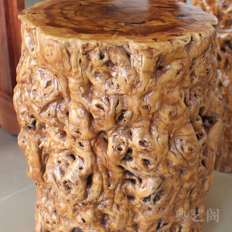 根雕花架客厅中式枣木墩圆形根雕实木户型坐凳家用木头园艺造景图片