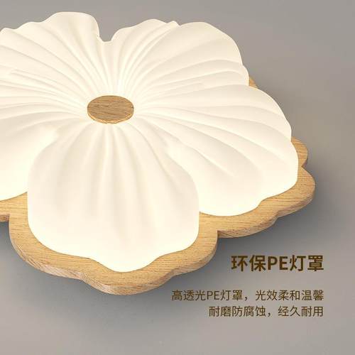 全光谱护式眼日原木卧奶室顶灯油115风网红温馨吸浪漫花朵餐厅客