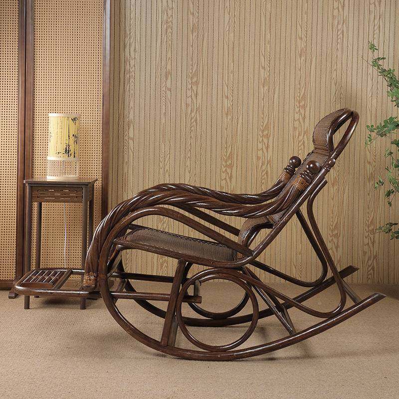 天印尼然真阳单藤扭藤摇椅摇摇ZLE椅躺椅家用台户外老年人午睡椅