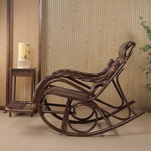 天印尼然真阳单藤扭藤摇椅摇摇ZLE椅躺椅家用台户外老年人午睡椅