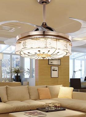 欧酒式隐形风扇吊灯仿古华水晶店吊扇客厅餐厅卧室简约时8699滴胶