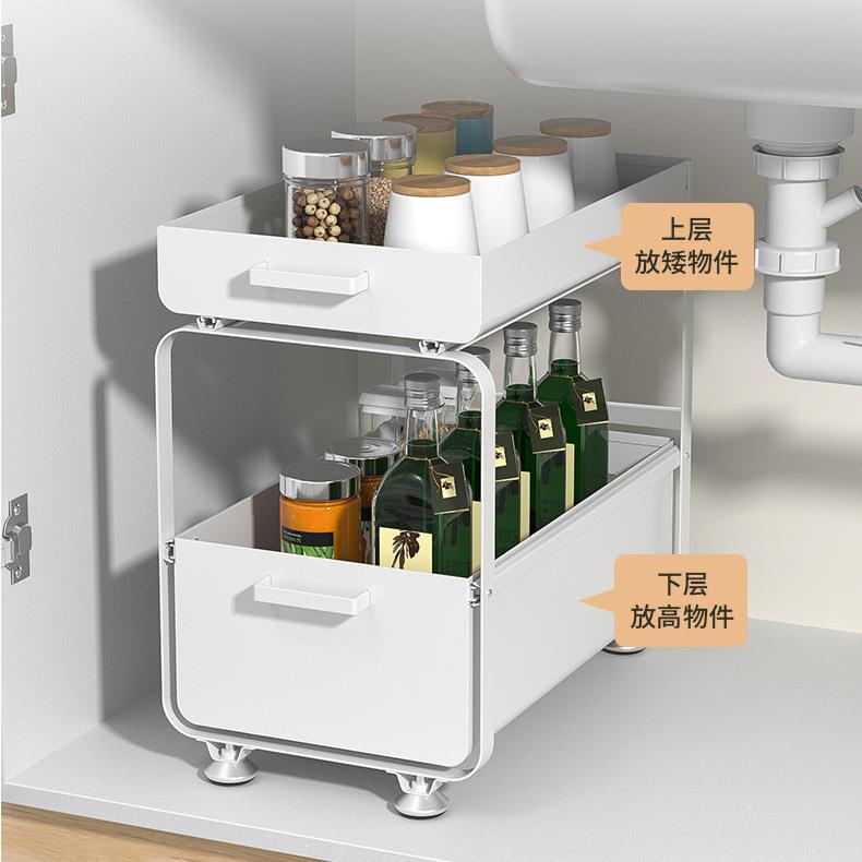 厨房下水槽置物架调式HN-TB101料拉篮水抽下多层拉收纳池架橱柜分