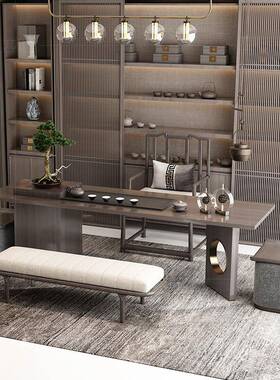 新茶UWY桌椅组功合办公室夫式泡茶桌实木茶室中小茶台轻奢实木