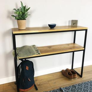 I1约墙简边置厨物架入户玄关桌靠窄桌实木餐边墙无底管置桌沙发后