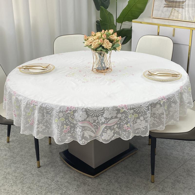 防圆桌餐桌布防水防油烫免洗花71236985现代欧式pv蕾丝台c布桌垫